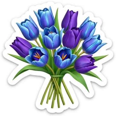 blue tulips and purple lilies in bouquet sticker