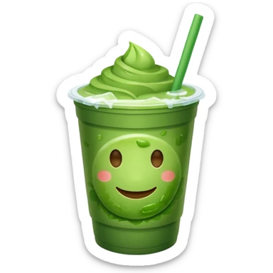 MATCHA PLASTIC CUP WITH CUBES OF ICE sticker