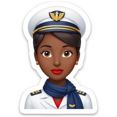 indian flight attendant with navy scarf red lips sticker
