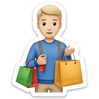 a white man with clothing shopping bag sticker