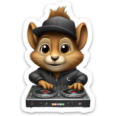 squirel palying dj sticker
