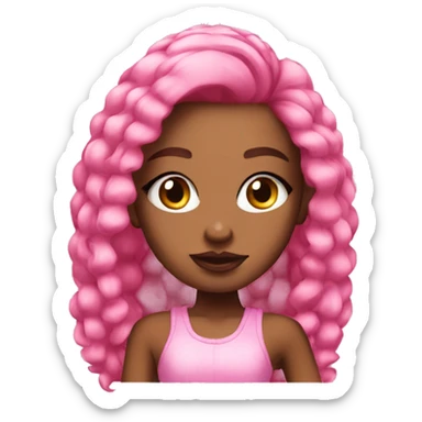 an baddie with pink hair look pretty look like a bratz sticker
