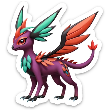 Meloetta-Noivern-Yveltal-Pokémon-Fakémon-fusion-hybrid-creature sticker