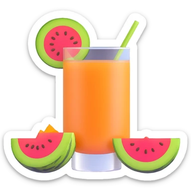 melón carajillo drink with coffee, brandy, and melon slice garnish sticker
