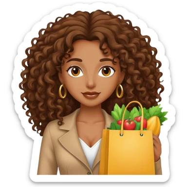 Rich brown girl with brown long curly hair shopping  sticker