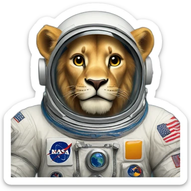 Lion astronaut sticker