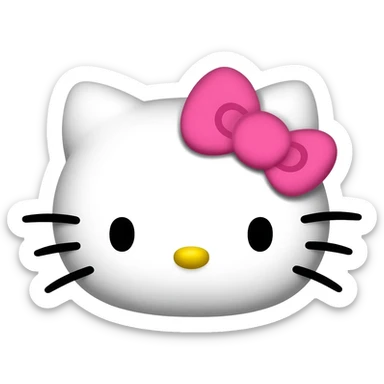 Hello kitty face, pink bow sticker