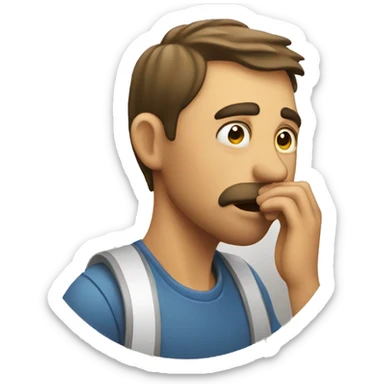 A guy smelling with stuff sticker