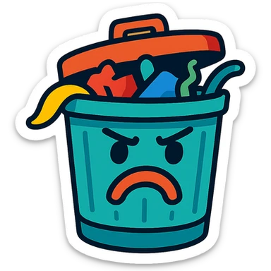 trash emoji, expressive style sticker