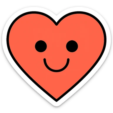 colorful outlined icon of a heart with a smiling face sticker