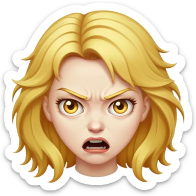 angry woman with weird golden hair sticker