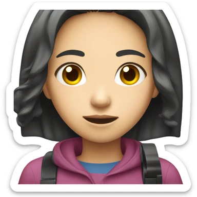 asian girl with video camera sticker