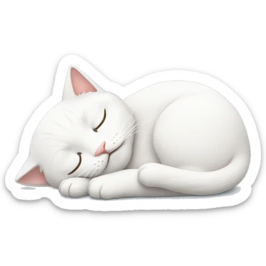 Sleeping white cat sticker