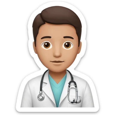 doctor emoji, stethoscope, medical coat sticker