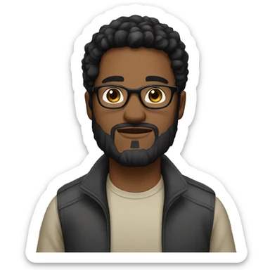 27 year old male, black hair, black short beard, glasses sticker