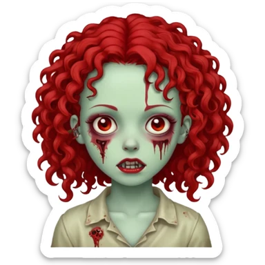 zombie girl red hair cacheado com piercings sticker