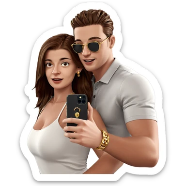 couple selfie with jewelry sticker