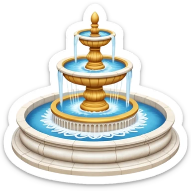 Grand white marble fountain, isometric sticker