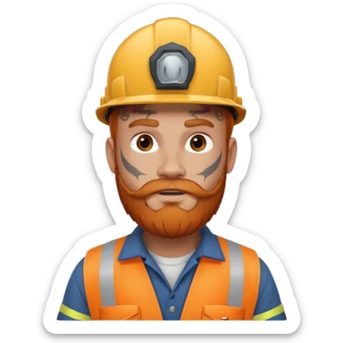 construction worker with beard, ginger haired and heavy face tattoos, intimidading sticker