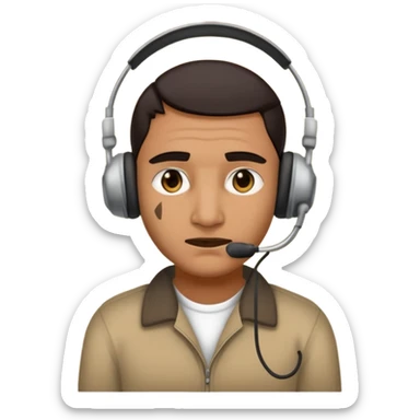 mean looking phone scammer in sketchy call center in india working our of filthy bedroom sticker