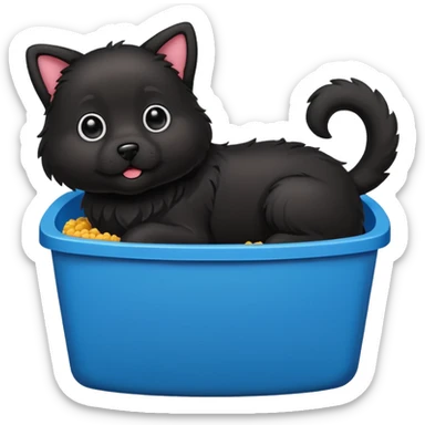 dog in litter box for cats sticker