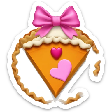 pumpkin pie with pink bow and pink heart sticker