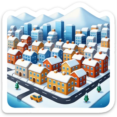 ciudad con nieve  sticker