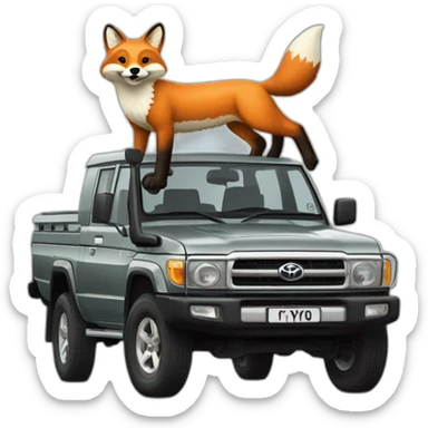 Fox driving a toyota landcruiser 70series sticker