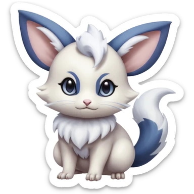 White soft natural realistic romantic vintage antique divine beautiful elegant pretty precious cute young youthful  Fakémon-Pokémon-Minccino-Meowstic-Absol-Furret-hybrid-creature sticker
