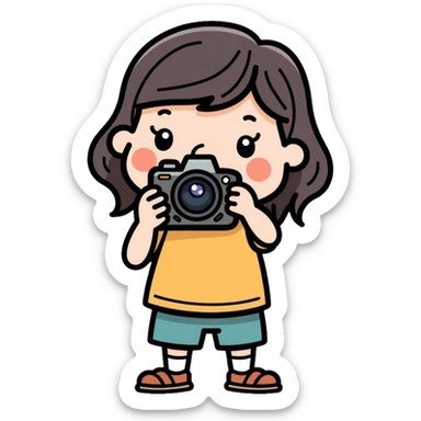 child taking a photo sticker