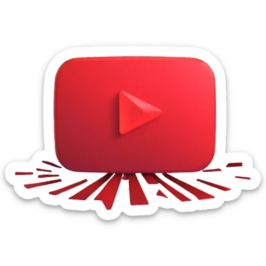 red YouTube play button logo with motion blur sticker