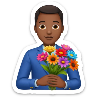 Black Male hand give a bogue of flowers sticker
