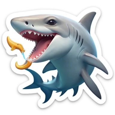 Cinematic Cute Yawning Hammerhead Shark Portrait Emoji, Head tilted slightly with a dramatic, wide-open yawn, showcasing its unique hammer-shaped head with relaxed, drooping fins and sleepy, half-closed eyes, Simplified yet irresistibly adorable features, highly detailed, glowing with a soft, cozy oceanic glow, high shine, relaxed yet expressive, stylized with a hint of whimsical aquatic ease, soft glowing outline, capturing the essence of a drowsy yet affectionate hammerhead that appears ready to stretch and yawn its way out of the screen! sticker