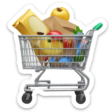 Generate a three-dimensional and realistic shopping cart sticker