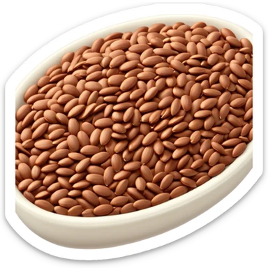 flaxseeds, small scatter or pile, smooth oval, warm reddish-brown, slightly glossy, gently curved, subtle shape and color variation, clean dry firm texture, no bowl spoon or packaging, no faces, clean 3D, soft shadows, transparent background, emoji scale sticker