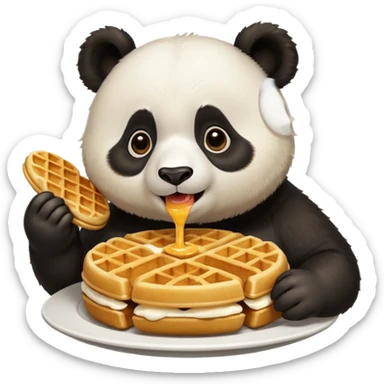 panda eating waffles sticker