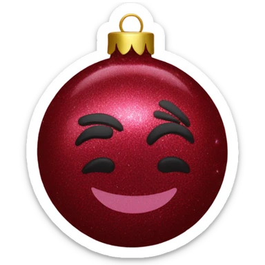 Burgundy red glitter chirstmas ornament  sticker