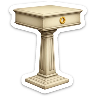 Greek whiteish yellow old ish pedestal that’s not too long a bit short. Only 1 pedestal. The top shoouldnt be that big. Make it forward view not birds view sticker