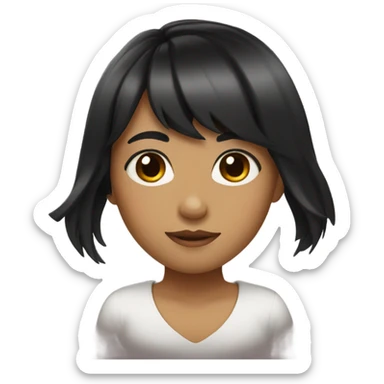 Girl with black hair,bangs and brown eyes sticker