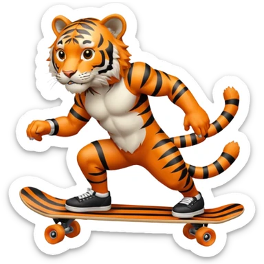Tiger skateboarding  sticker