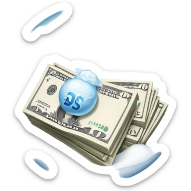 Snow ball with dollar bills  sticker