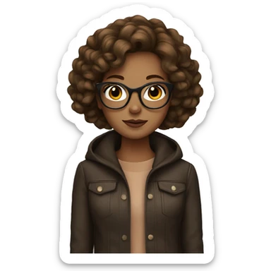 Stylish it girl with brown hair  sticker