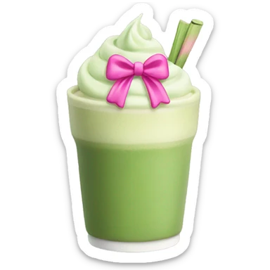 Matcha latte with pink bow sticker