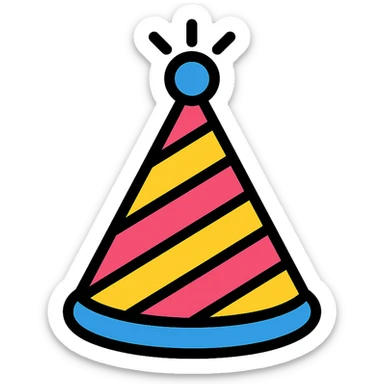 colored party hat icon sticker