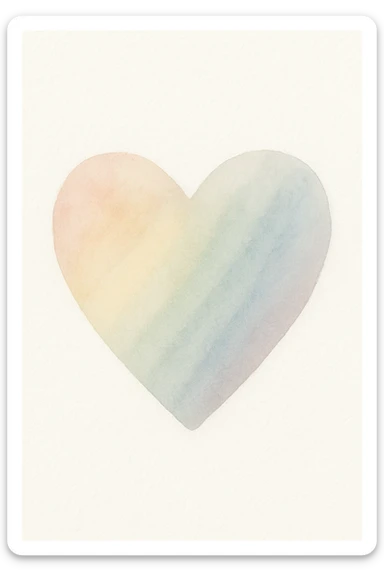 pride heart, soft blended rainbow hues sticker