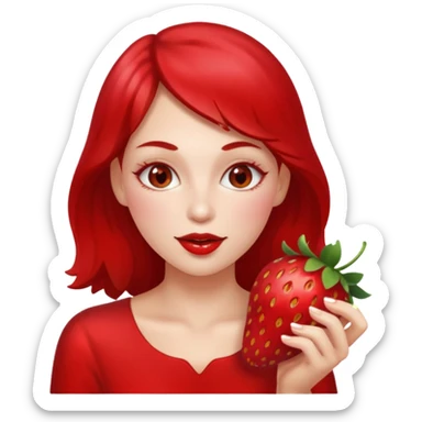 the woman eating strawberries
 sticker