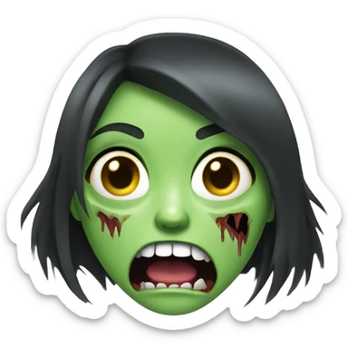 Green Zombie brunette girl with mouth open horror  sticker