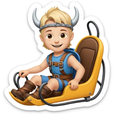 Icone un viking enfant qui sourie et qui est dans un roller coaster  sticker