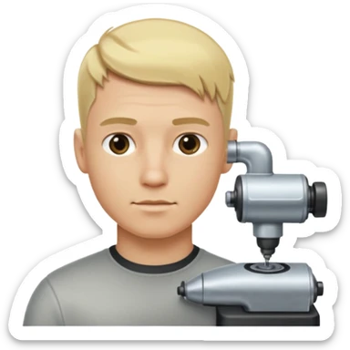 Male, no glasses, blonde hair, right side of hair shaved with a machine. sticker
