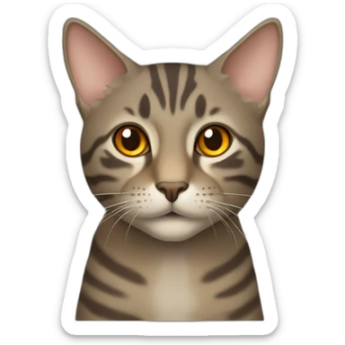 Tabby slightly brown gray cat with beige mouth and dark nose and orange golden eyes sticker